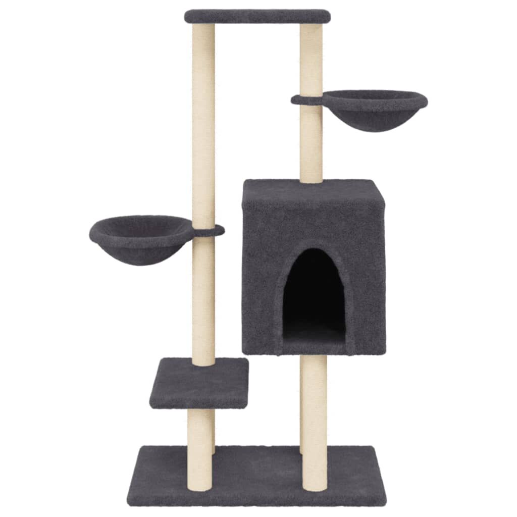 Vidaxl Rascador Para Gatos Con Postes De Sisal Gris Oscuro 117 Cm_3
