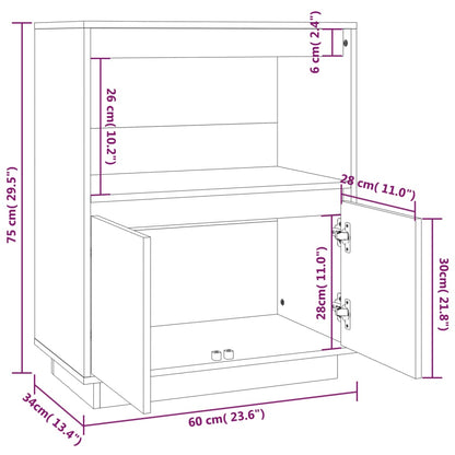 Aparador De Madera Maciza De Pino Gris 60x34x75 Cm / Vetonek_3