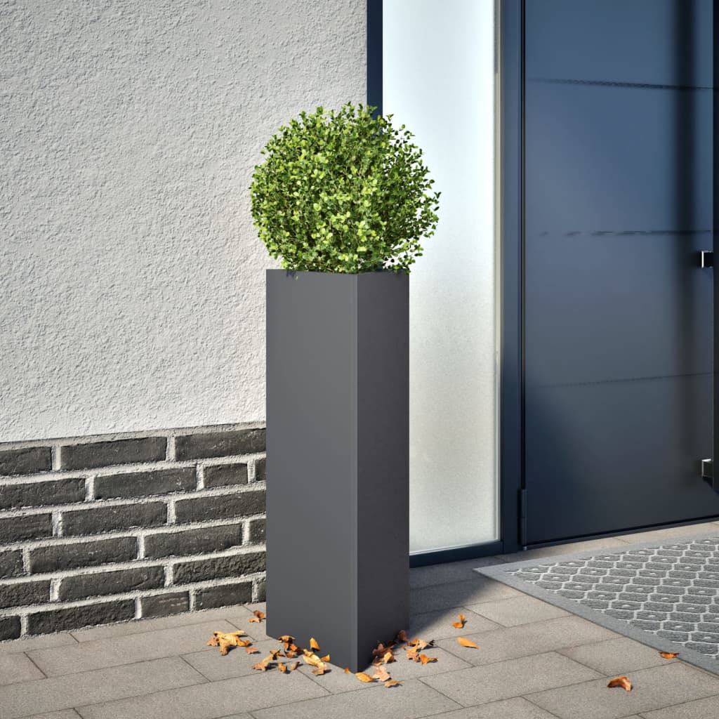 Jardineras 2 Uds Acero Gris Antracita 30x26x75 Cm_1