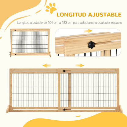 Pawhut Barrera Seguridad Perros De Madera Extensible 104-180 Cm Puerta Escalera_3