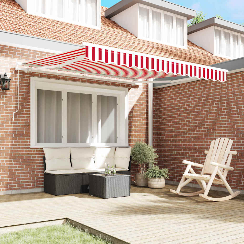 Toldo Retráctil Rojo Y Blanco 300 X 250 Cm Poliéster Y Aluminio_2