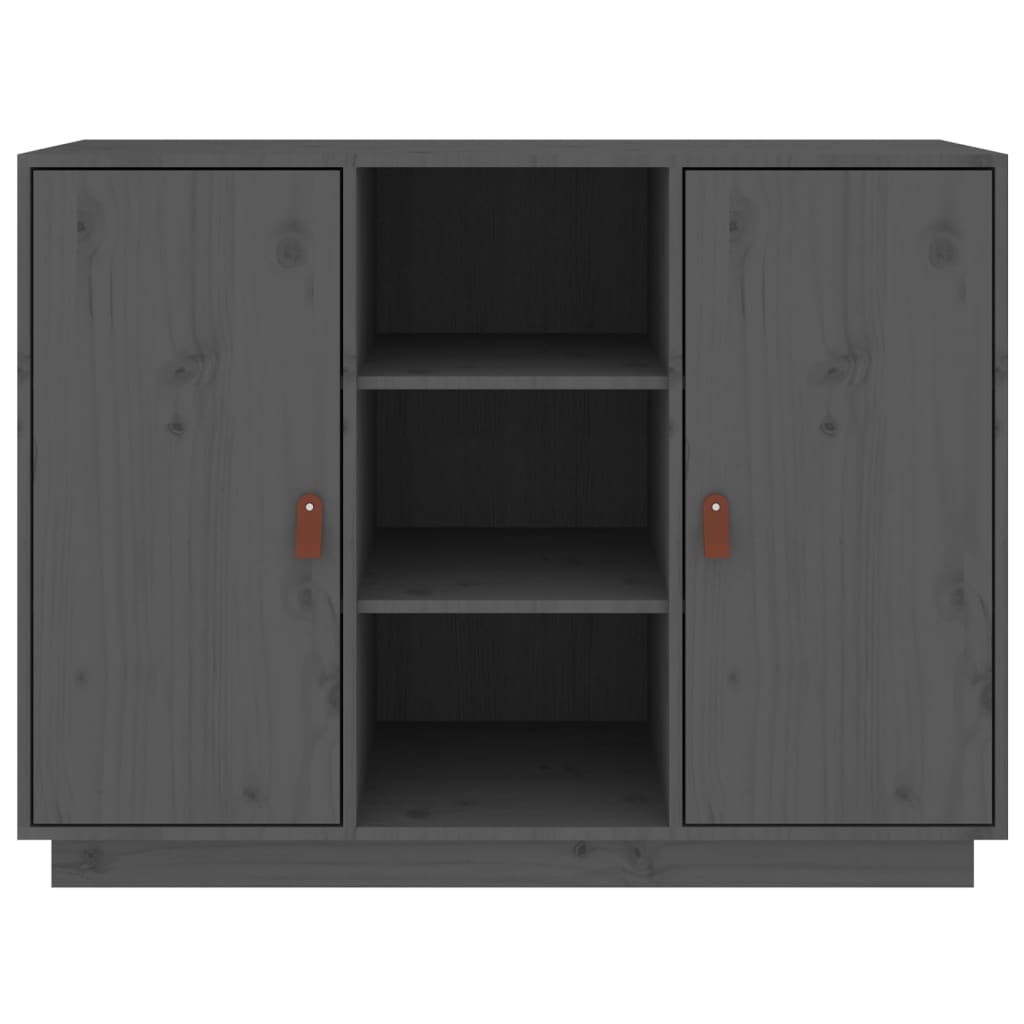 Aparador De Madera Maciza De Pino Gris 100x40x75 Cm / Vetonek_4
