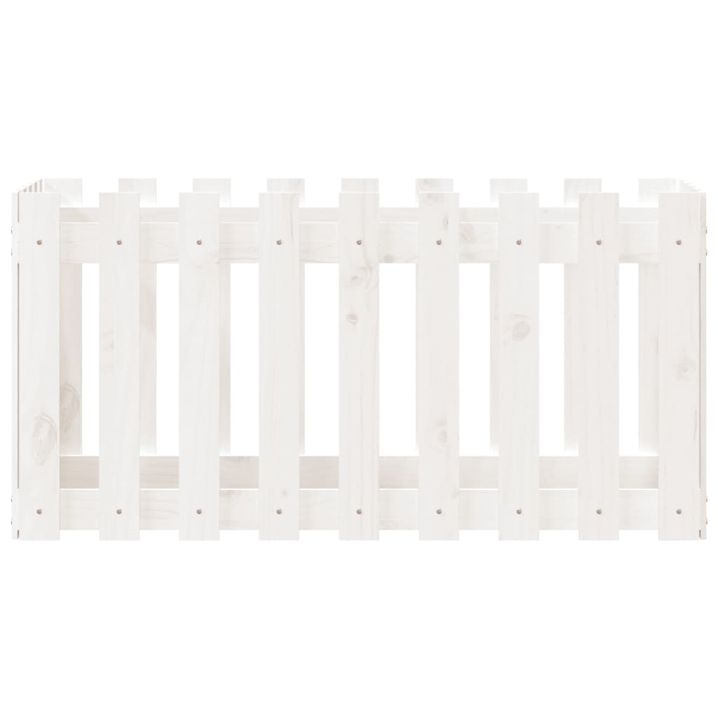 Arriate Elevado Jardín Con Valla Madera Pino Blanco 100x50x50cm_4