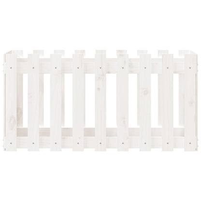 Arriate Elevado Jardín Con Valla Madera Pino Blanco 100x50x50cm_4