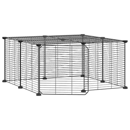 Vidaxl Jaula Para Mascotas De 12 Paneles Puerta Acero Negro 35x35cm_0