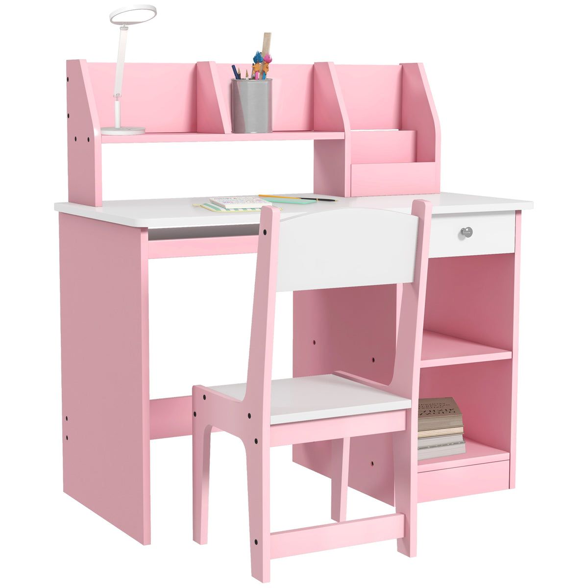 Zonekiz Juego De Escritorio Y Silla Para Niños De +5 Años Con 2 Cajones Rosa_0