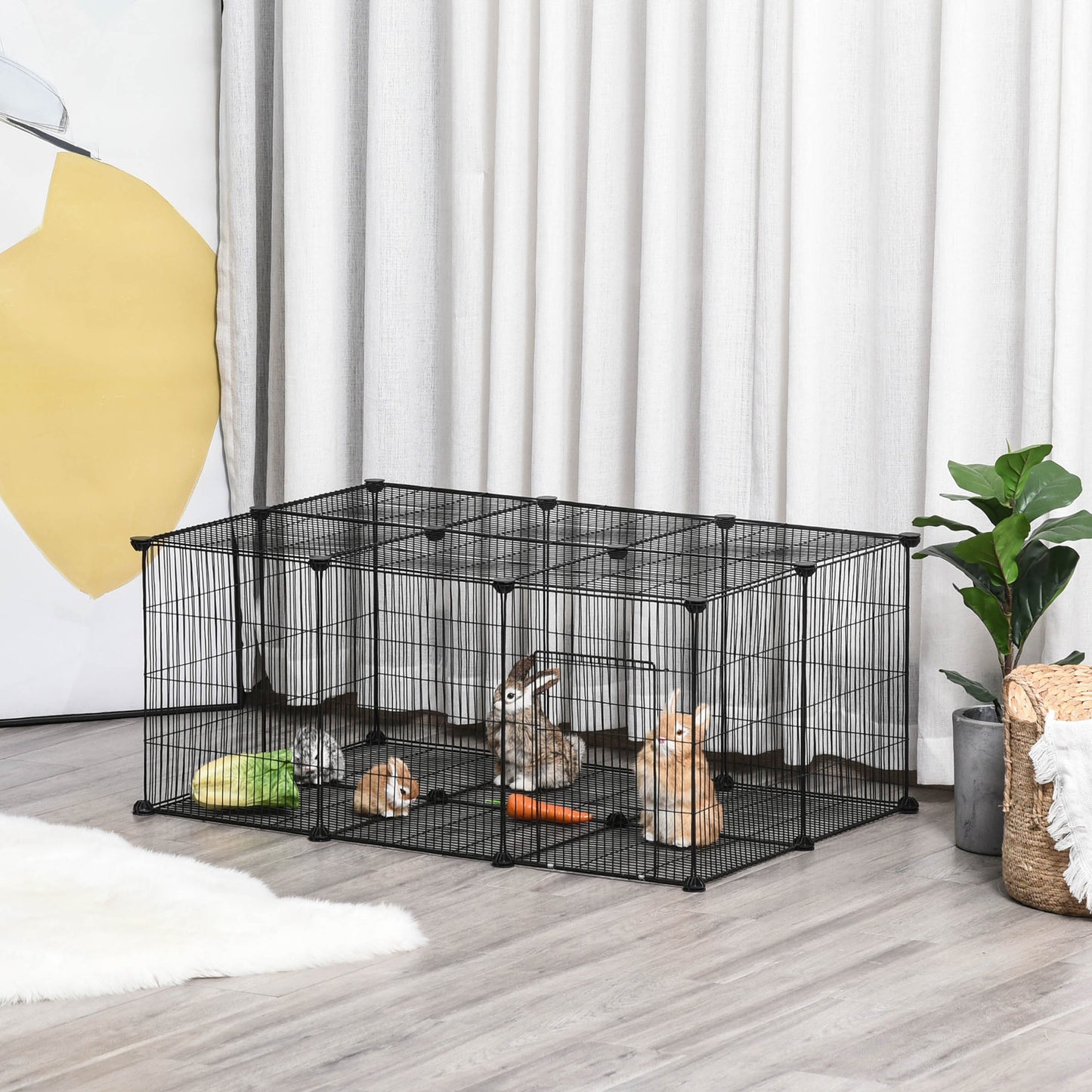 Pawhut Diy Jaula Para Animales Pequeños 22 Paneles Conejo Cobaya_1