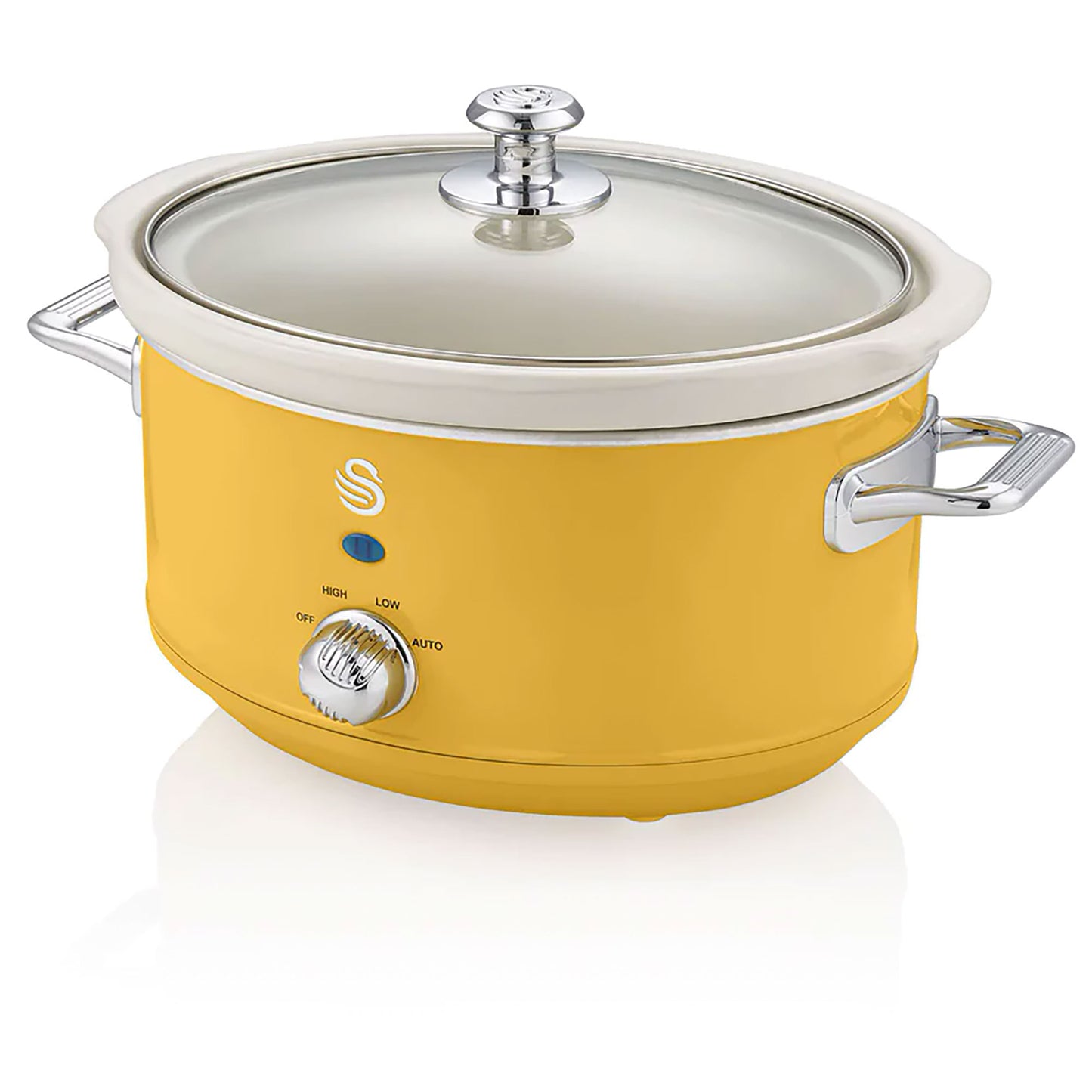 Swan Retro Olla Cocción Lenta, 3,5l, Recipiente Extraíble Antiadherente Cerámica Libre Pfoa, Sf17021yelneu, Amarillo_0