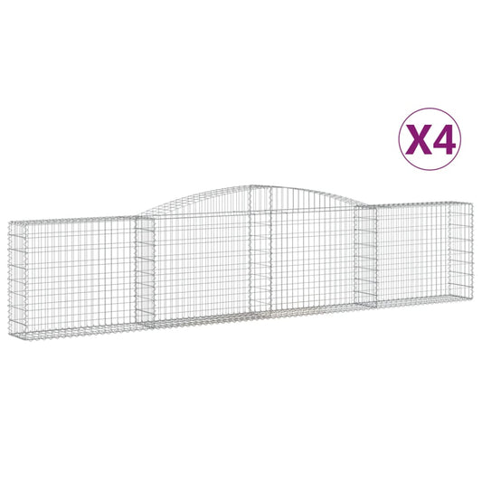 Cestas De Gaviones 4 Uds Forma De Arco Hierro 400x30x80/100 Cm_0