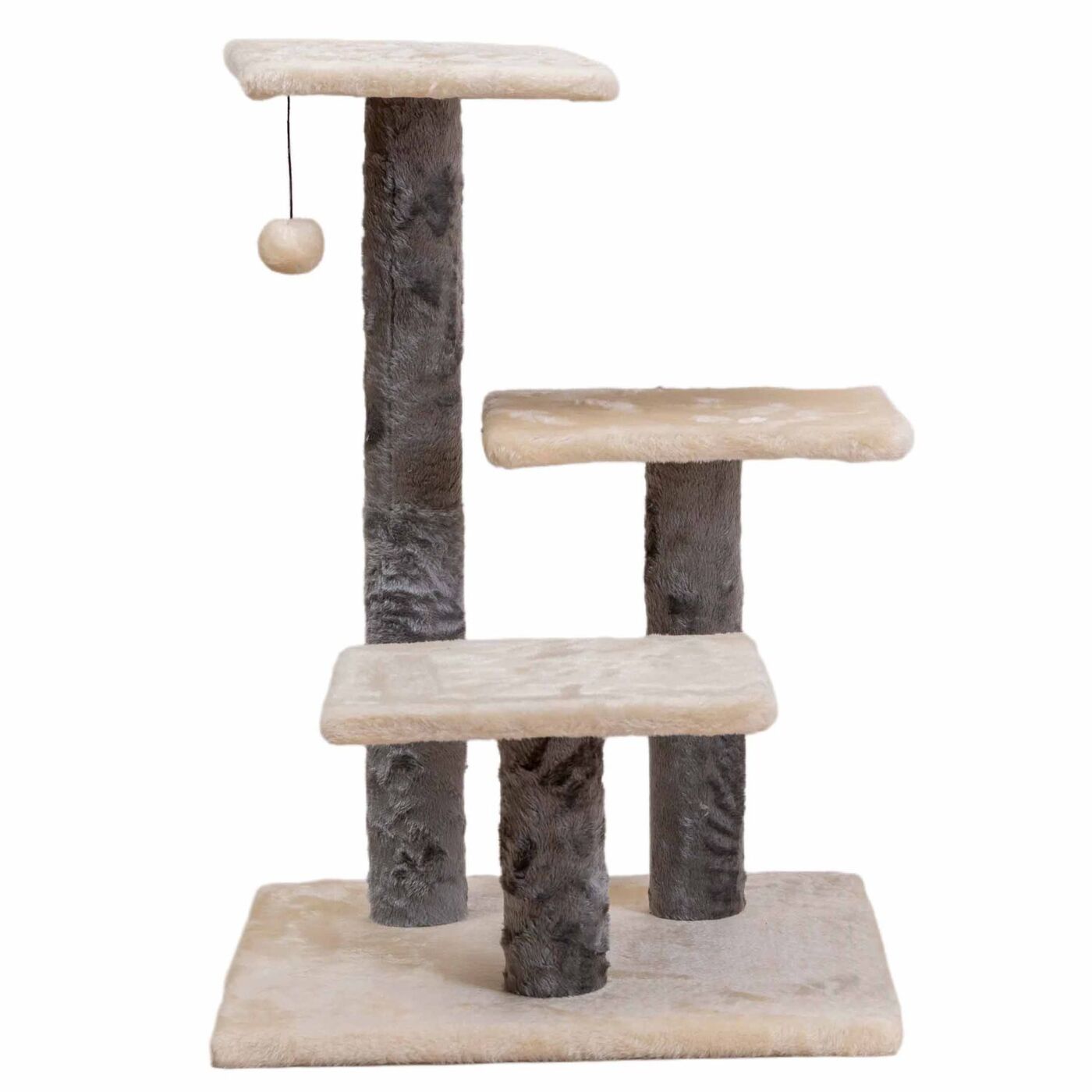 Rascador Para Gato Wuapu Modelo Four Con 3 Alturas. Altura 64cm, Base 45x45cm. Color Beige