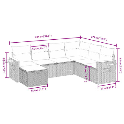 Set De Sofás De Jardín 7 Piezas Con Cojines Ratán Pe Gris / Vetonek_2