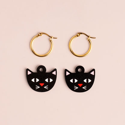 Pendientes Gato - Aro de Acero Quirúrgico y Bañado en Oro de 18k - Nature Vibes_2