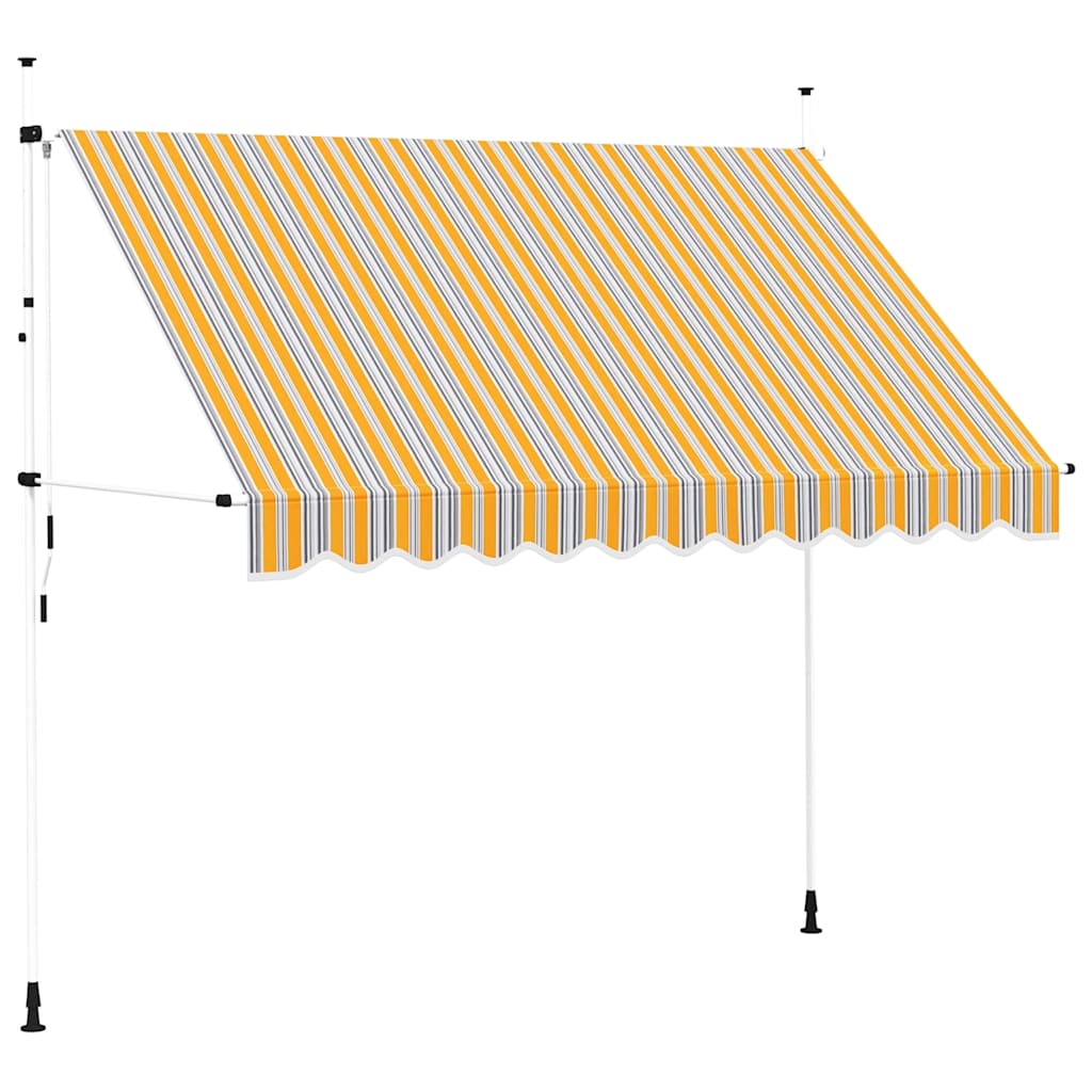 Toldo Manual Retráctil 300 Cm Amarillo Y Azul A Rayas_0