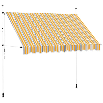 Toldo Manual Retráctil 300 Cm Amarillo Y Azul A Rayas_0