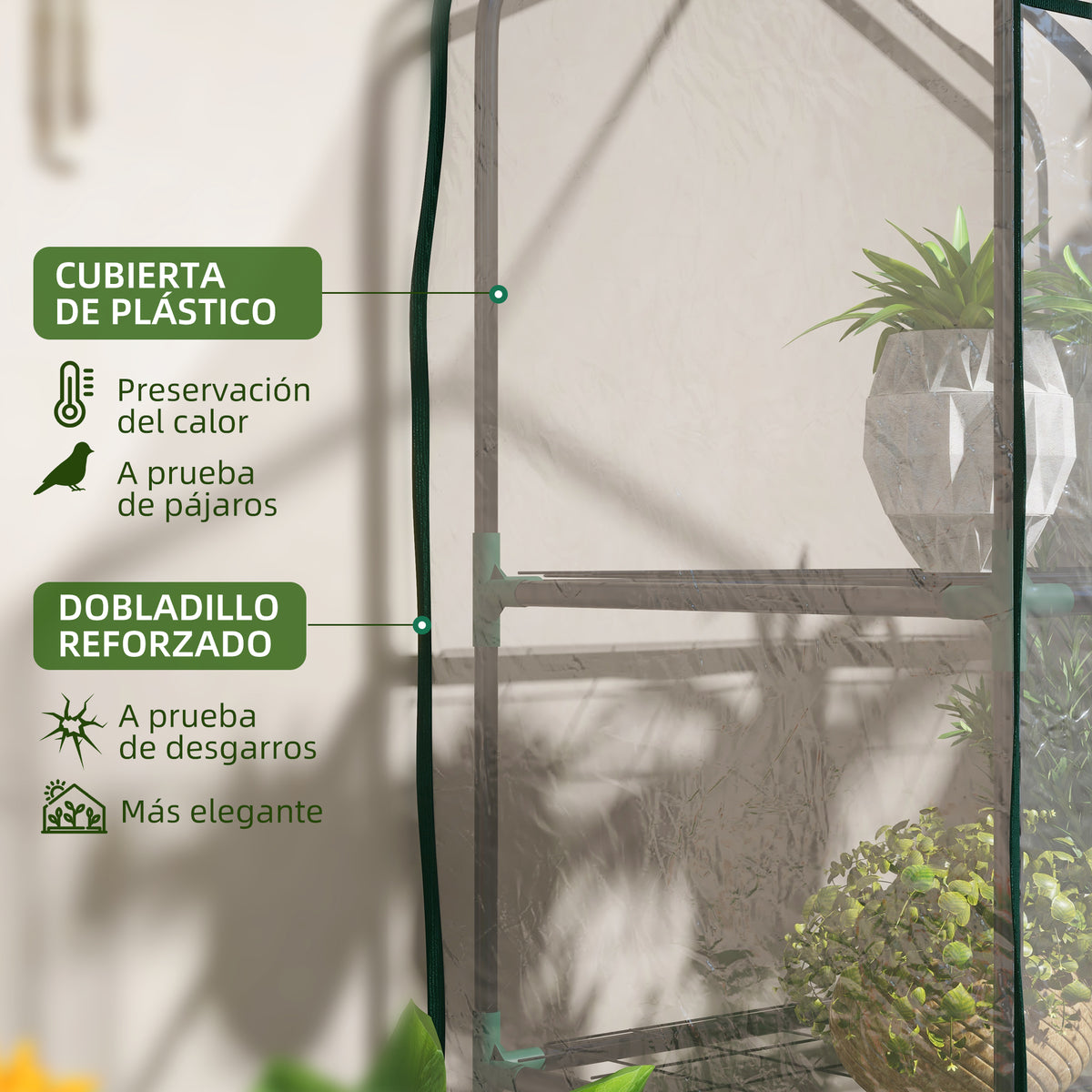 Invernadero De Jardín Outsunny Acero, Plástico Transparente 59x39x127 Cm_3