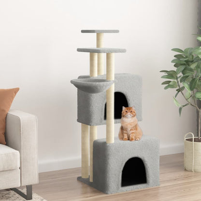 Vidaxl Rascador Para Gatos Con Postes De Sisal Gris Claro 122 Cm_1