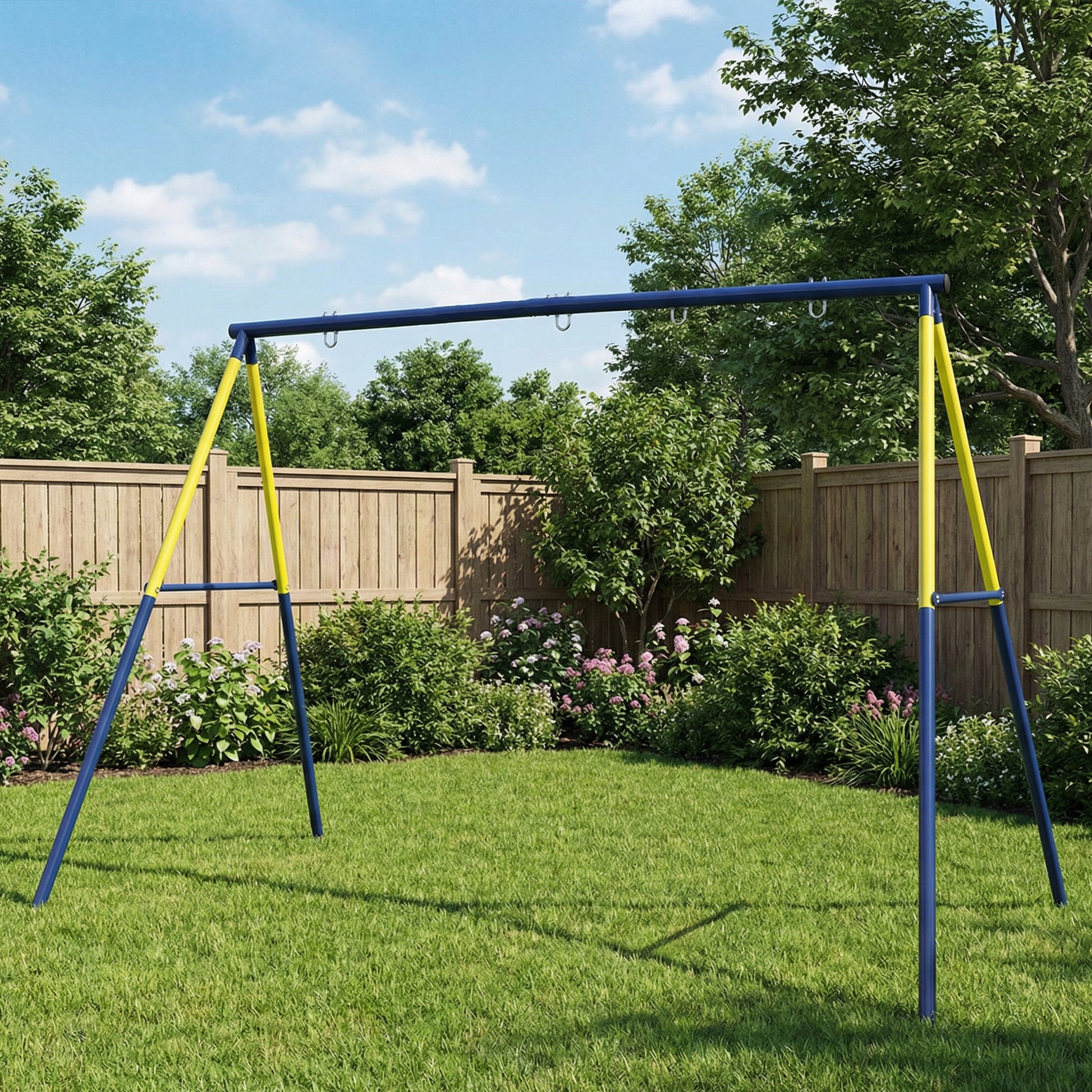 Aiyaplay Estructura De Columpio Infantil Metálica Para 2 Columpios 150 Kg Azul_3
