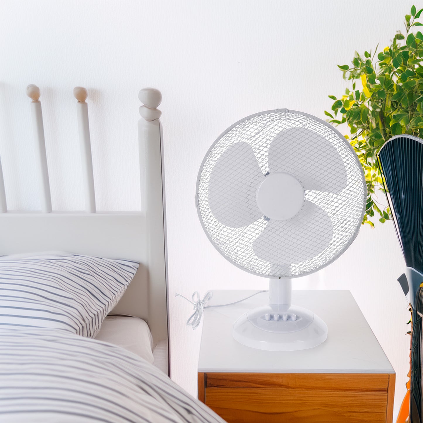 Well Home Ventilador De Mesa Blanco De 34x21x50cm Con Cabezal Ajustable Y Oscilante Horizontalmente - 3 Velocidades_2