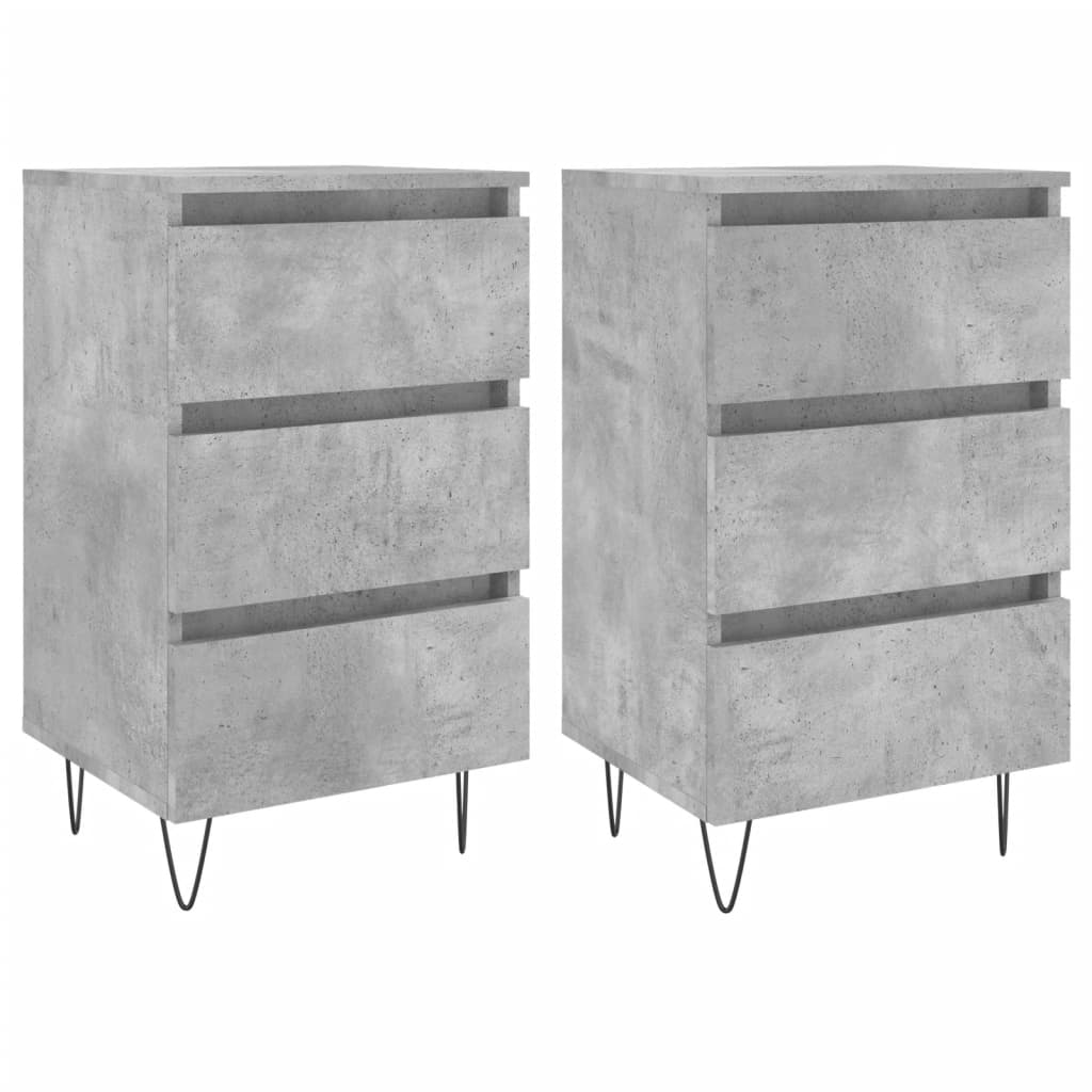 Mesitas Noche 2 Uds Madera Ingeniería Gris Hormigón 40x35x69 Cm_0
