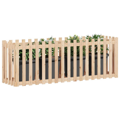 Arriate Elevado Jardín Con Valla Madera Maciza Pino 200x50x70cm_2