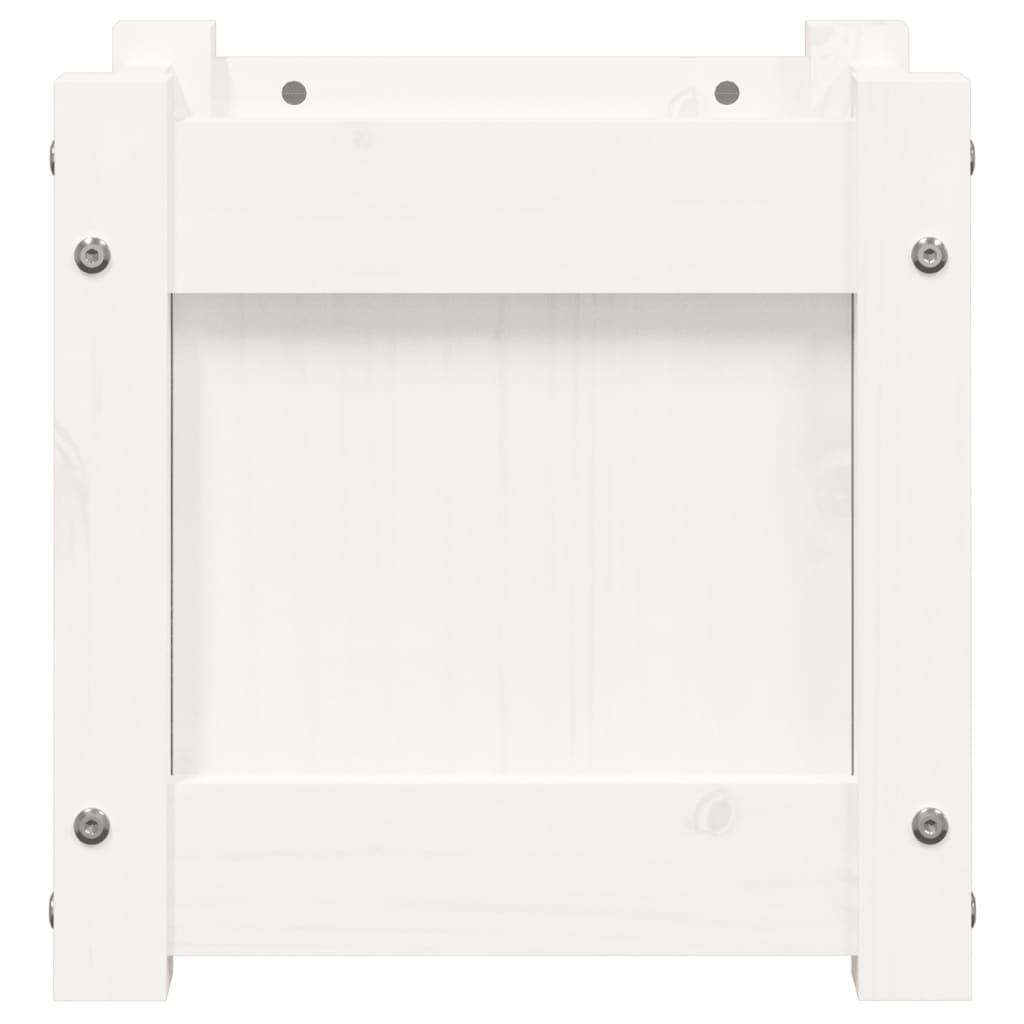 Jardinera De Madera Maciza De Pino Blanca 31x31x31 Cm_4