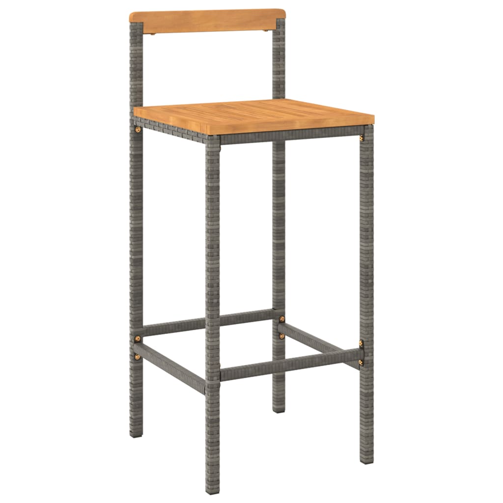Taburetes Altos 2 Uds Madera De Acacia Y Ratán Sintético Gris_1