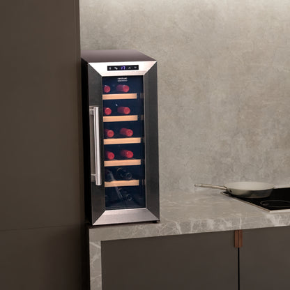 Cecotec Vinoteca 12 Botellas Inox Bolero Grandsommelier 1270 Coolwood. Bodega De 12 Botellas Con Enfriamiento Termoeléctrico, Te_1