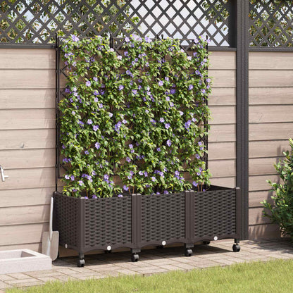 Jardinera Con Enrejado Y Ruedas 3 Uds. Marrón 120 X 40 X 149 Cm_1
