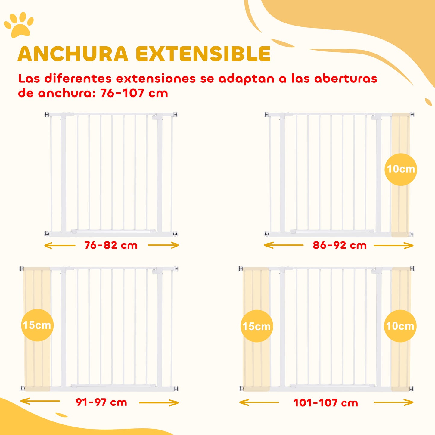 Pawhut Barrera De Seguridad Extensible Para Puertas Y Escaleras Para Perros Y Bebé_3