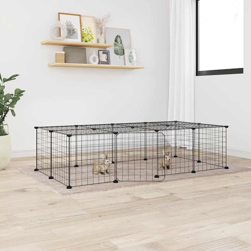 Vidaxl Jaula Para Mascotas De 20 Paneles Puerta Acero Negro 35x35 Cm_1