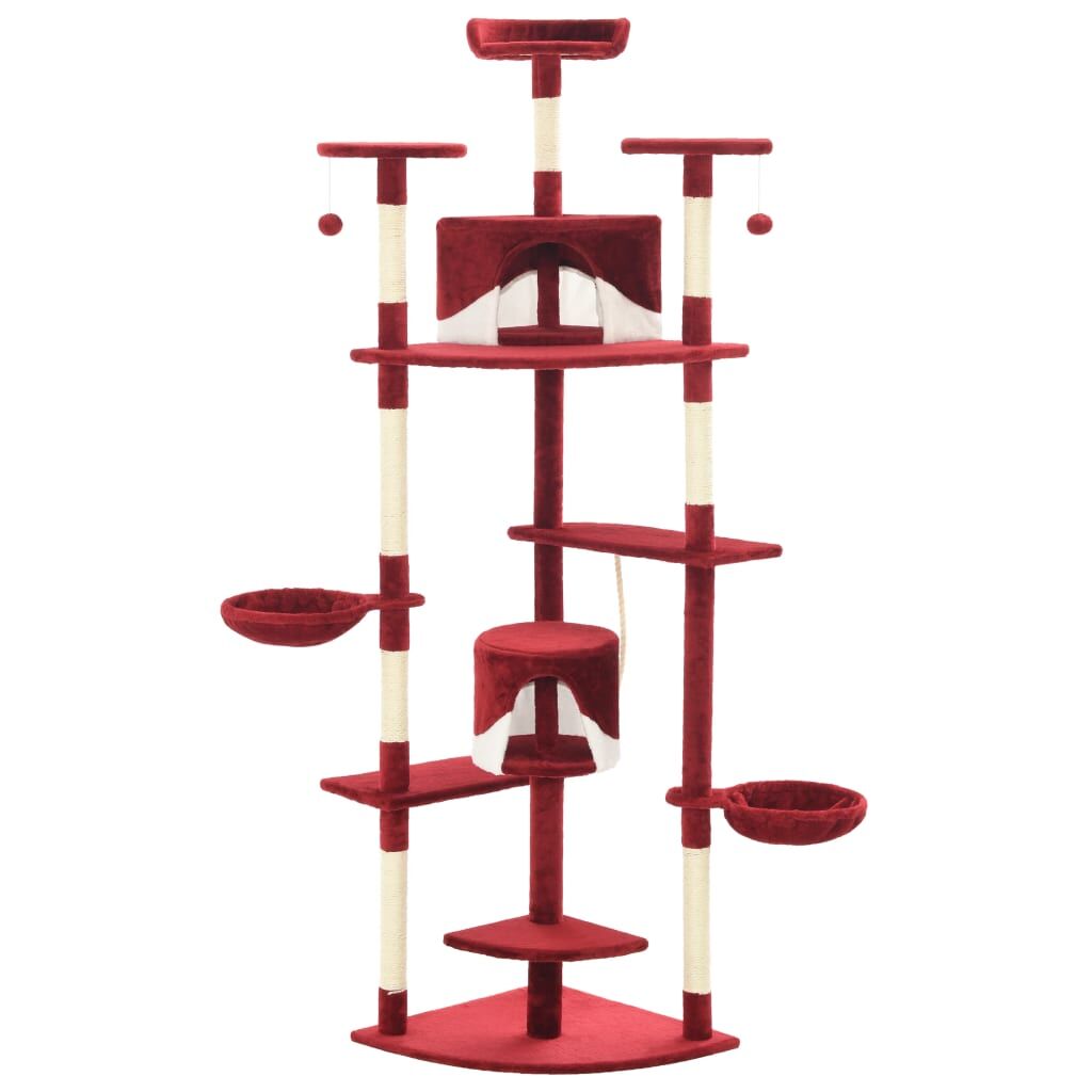 Vidaxl Rascador Para Gatos Con Poste De Sisal Rojo Y Blanco 203 Cm_0