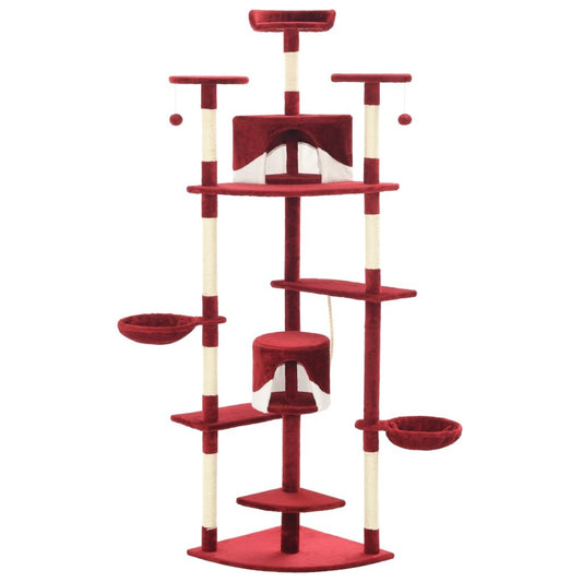 Vidaxl Rascador Para Gatos Con Poste De Sisal Rojo Y Blanco 203 Cm_0