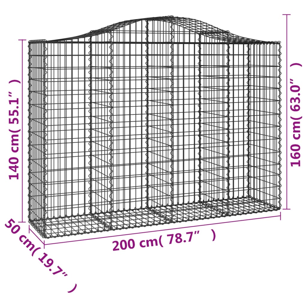 Cestas Gaviones 15 Uds Forma De Arco Hierro 200x50x140/160 Cm_5
