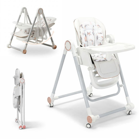 Trona Blanca Evolutiva 3 En 1 | Plegable Y Portátil Con Altura | Reposapiés | Respaldo Y Bandeja Todo Ajustables_0