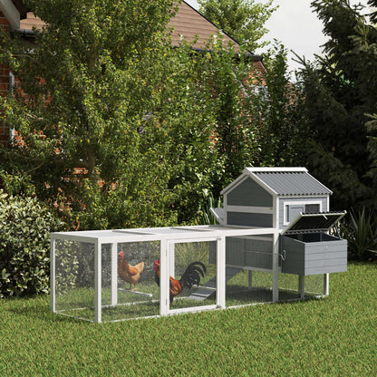 Pawhut Gallinero Para Exterior Con Columpio Perchas 315,5x150,5x140,5 Cm Gris_1