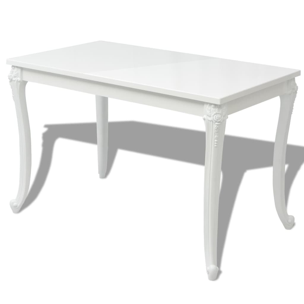Mesa De Comedor Blanco Brillante 116x66x76 Cm_0