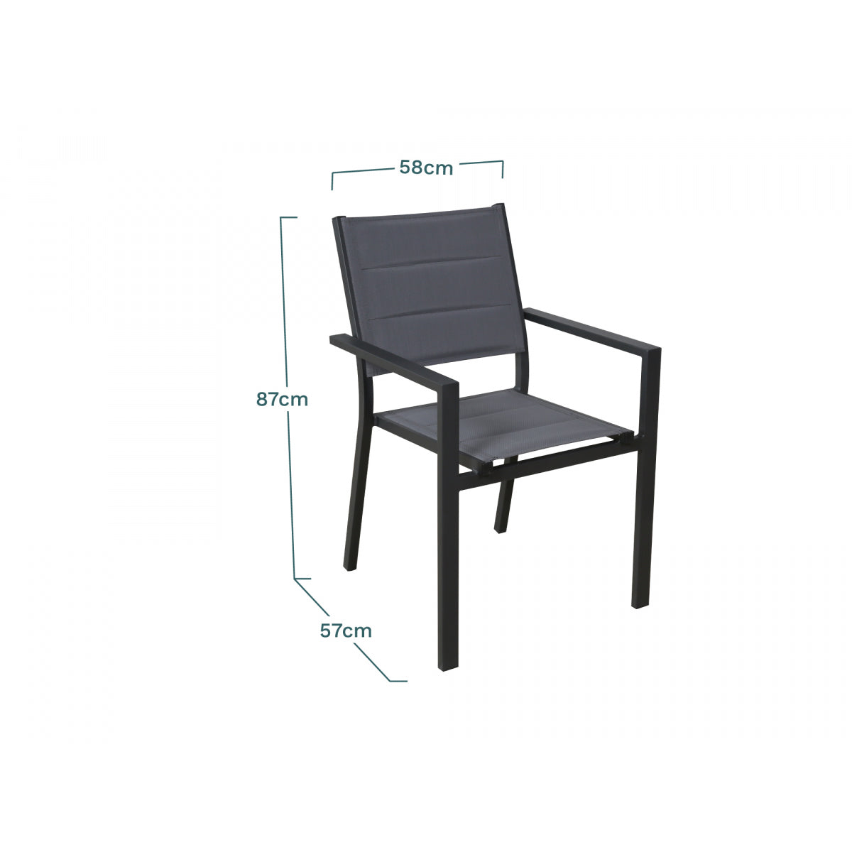 Lote De 4 Sillones Apilables Gris Antracita - Muebles De Jardín - Texaline Aluminio 58x57x87cm_3