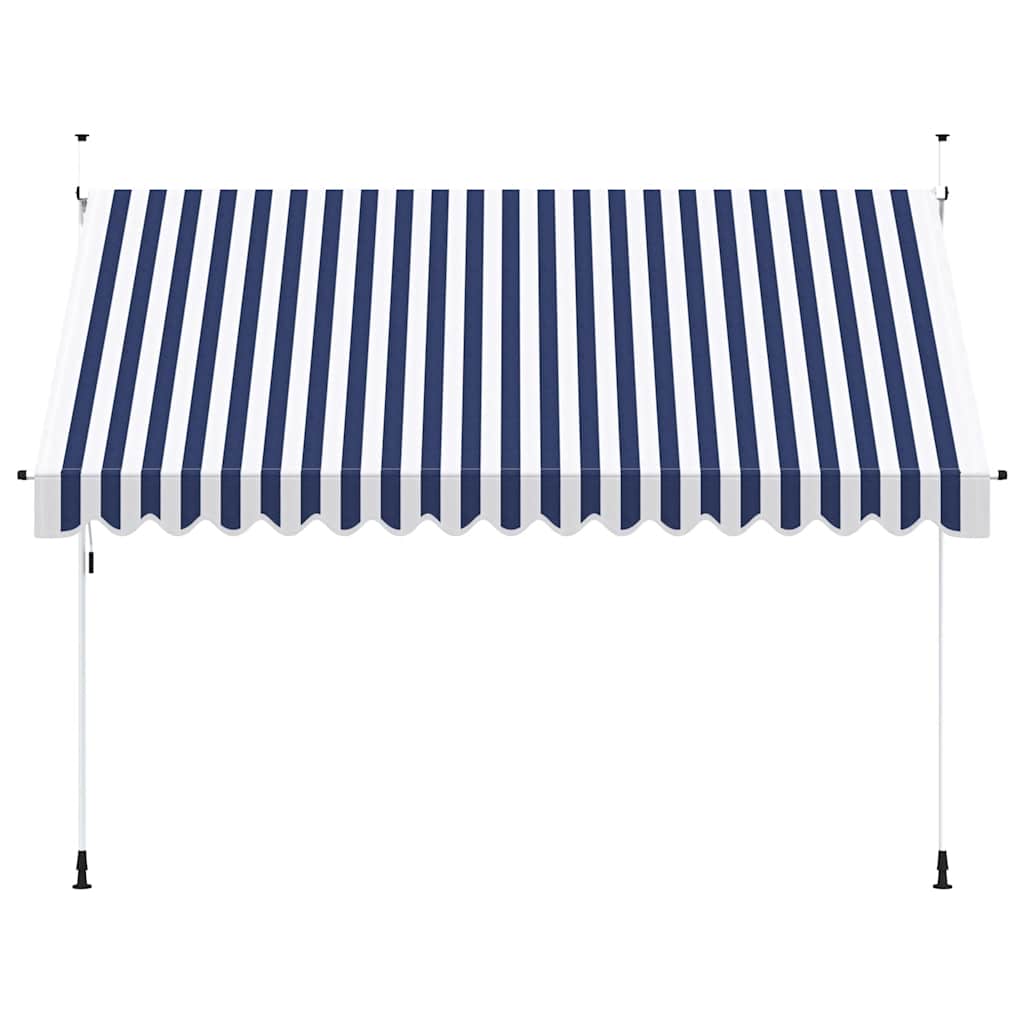 Toldo Manual Retráctil 350 Cm Azul Y Blanco A Rayas_2