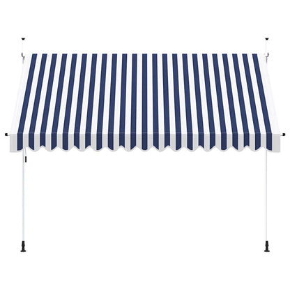 Toldo Manual Retráctil 350 Cm Azul Y Blanco A Rayas_2