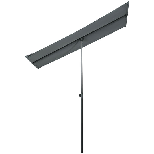 Outsunny Sombrilla De Jardín Plana 180x130x115-205 Cm Techo Inclinable Gris_0
