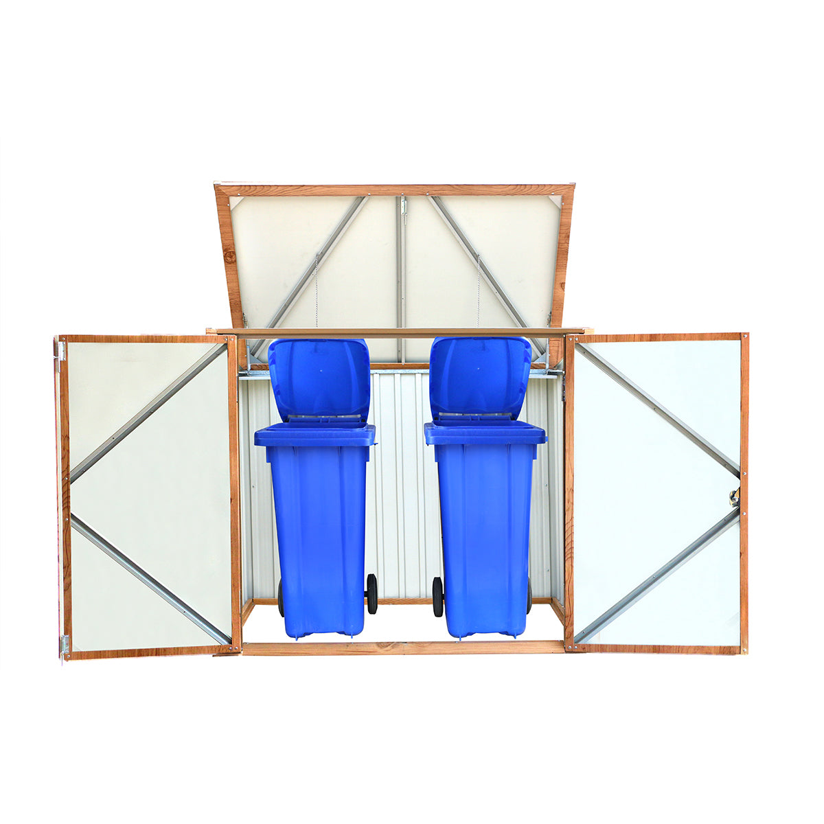 Outdoor Storage Chest 770 L Metal With Wood-look Finish_3