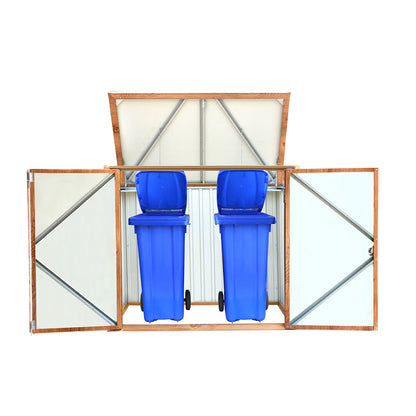Outdoor Storage Chest 770 L Metal With Wood-look Finish_3