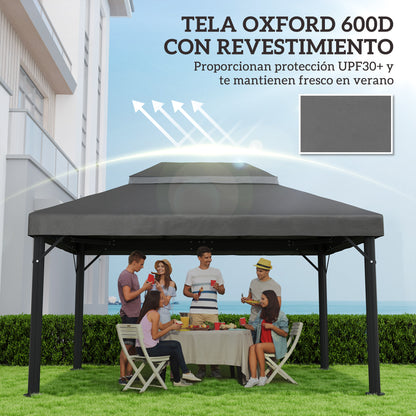 Outsunny Techo De Repuesto Para Cenador 4x3 M Con Techo Doble Anti-uv Gris_5