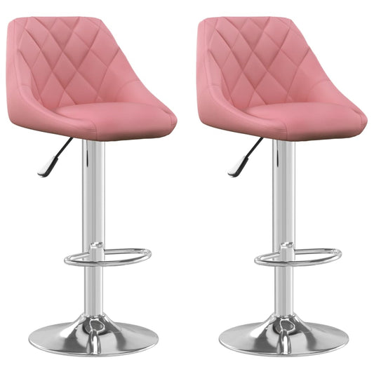 Taburete De Cocina 2 Unidades De Terciopelo Rosa_0