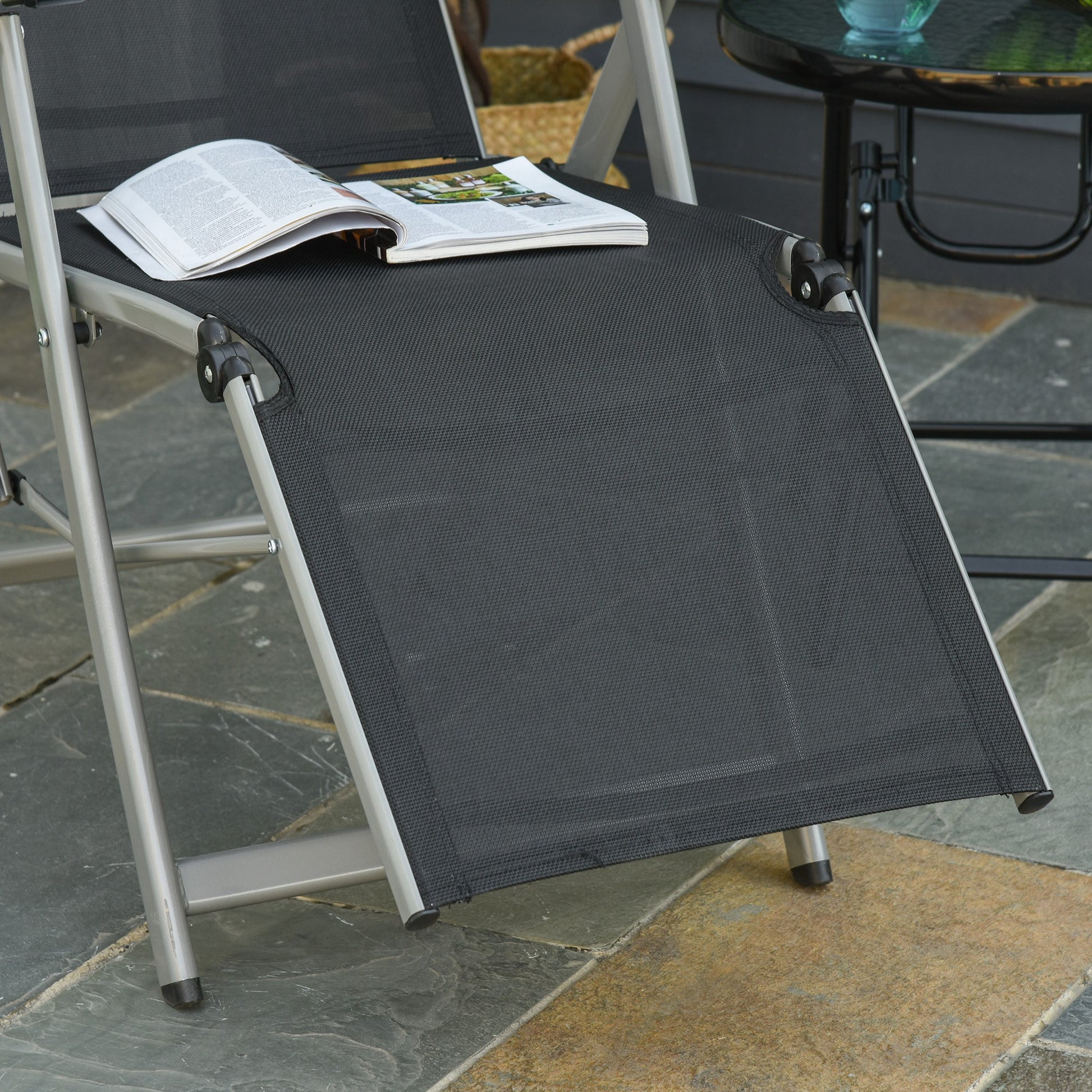 Outsunny Conjunto De 2 Tumbonas Reclinables Y Plegables 78x58x110 Cm Negro_4