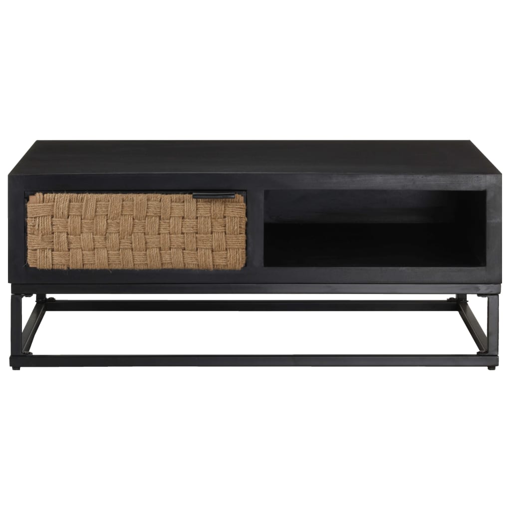 Mesa De Centro De Madera Maciza De Mango 90x60x35 Cm_0