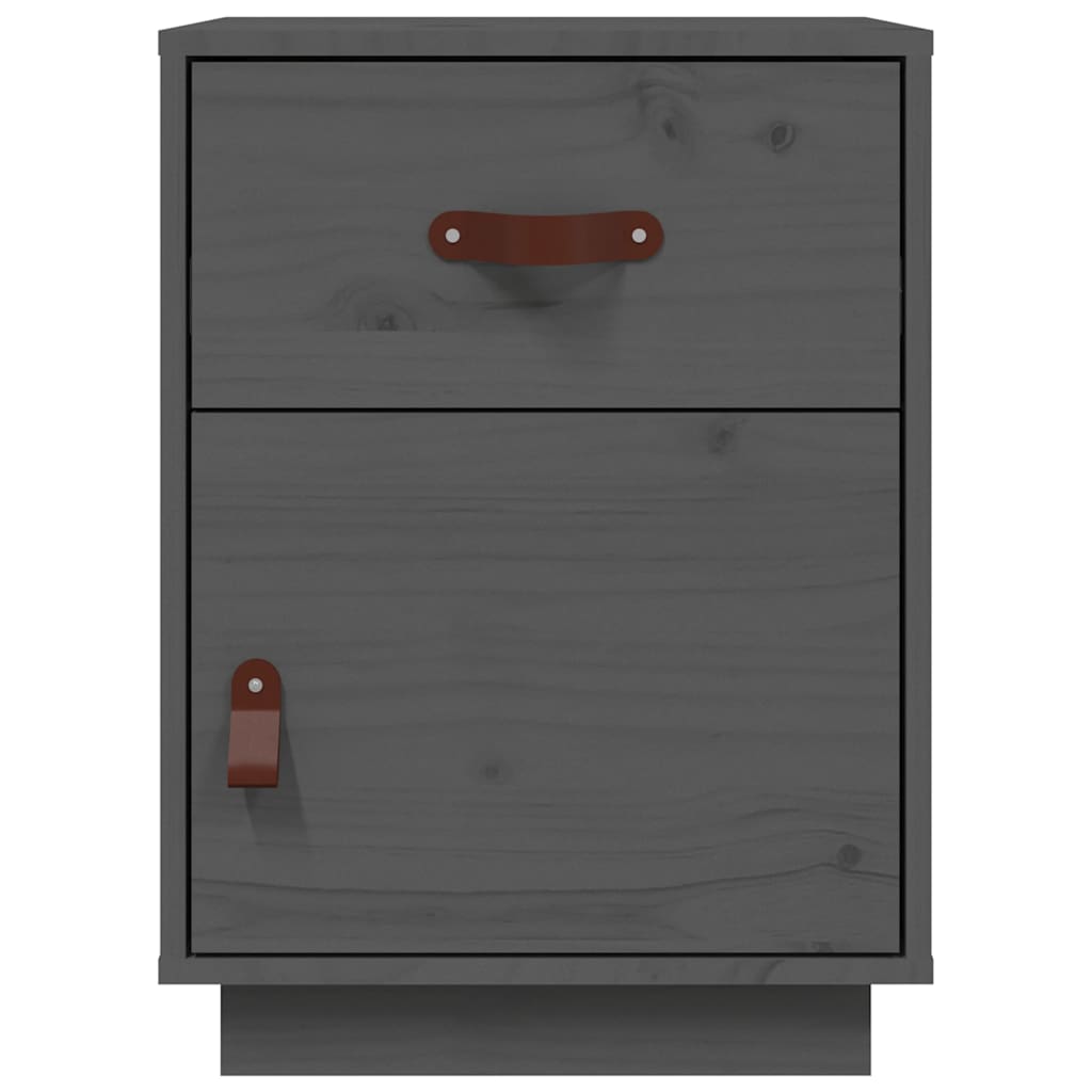 Mesitas De Noche 2 Uds Madera Maciza De Pino Gris 40x34x55 Cm_4