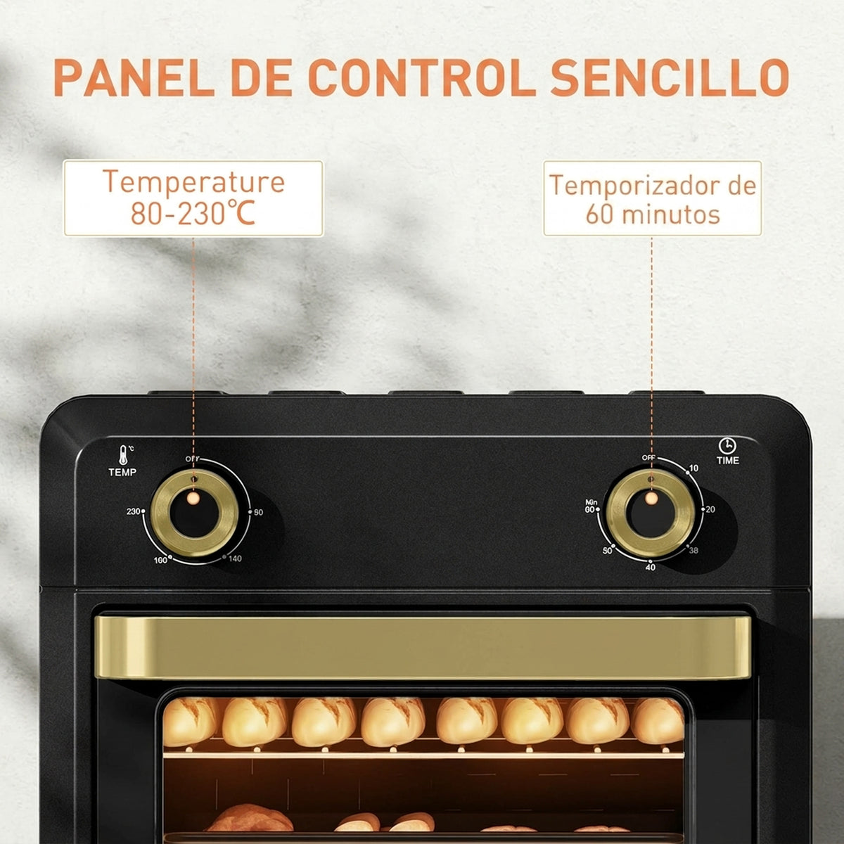 Forno Com Air Fryer Homcom Aço Inoxidável, Vidro Temperado Preto 32x27.2x29.8 Cm_5