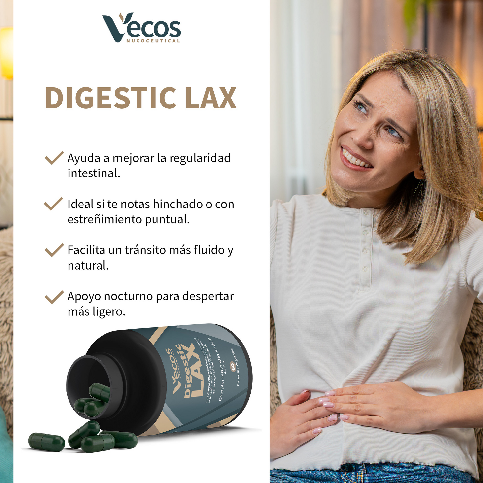 Digestic Lax Vecos 60 Cápsulas | Tránsito Intestinal Y Efecto Laxante | Con Sen, Frángula Y Aloe Vera_3