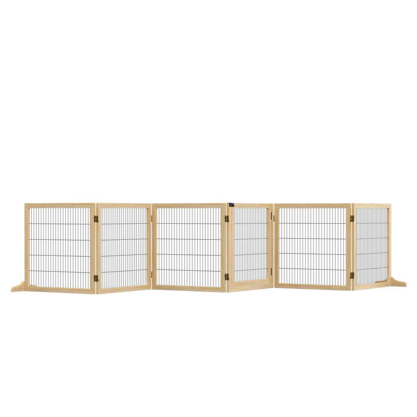 Pawhut Barrera De Seguridad Para Perros Plegable De Madera Con Soporte De Pie_0